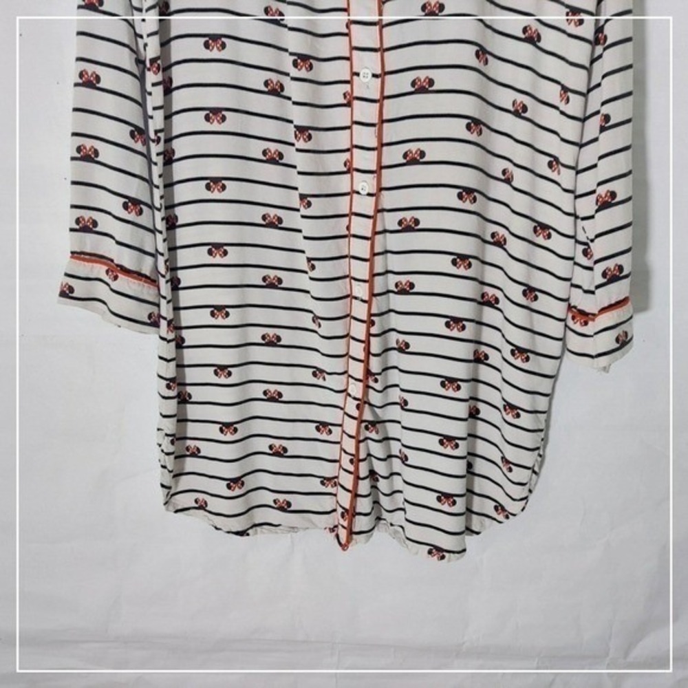 Disney Sleepshirt Women M White Mickey Lounge Sleepwear Button Cozy Nightshirt - Picture 3 of 11